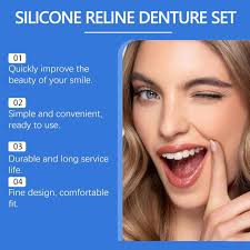 Silicone Reline Denture Set,Silicone Dentures Set,Silicone Soft Dentures  Repair, Denture Repair Kit, Soft Denture Reline Kit for Men and Women(2PCS)