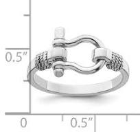 Sterling Silver Shackle with Rope Trim Ring | My Site
