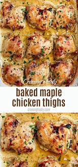 Oven Baked Boneless Skinless Chicken Thighs Seasoned With Maple Syrup Apple Ci Chicken Thights Recipes Chicken Thigh Recipes Oven Chicken Thigh Recipes Baked