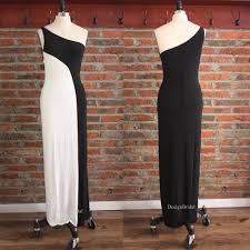 Black And White Attire Party Maxi Evening Dress Party Dresses For Women One Shoulder Dress Simple Black And White Dress Long Fitted Dresses Maxi Dress Evening Dresses