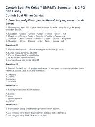 Buatkan soal pts ipa kelas 7 kurikulum 2013 beserta jawab banya, ipa tentang besaran dan satuan 3 soal, klafisikasi makhluk hidup 10 soal, besaran pokok dan besaran turunan 6 soal, objek ipa dan pengamatanya 6 soal. Contoh Soal Ipa Kelas 7 Smp