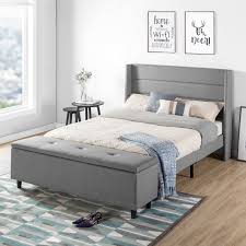 Benchmark full size bookcase daybed with underbed trundle on. Queen Size Modern Upholstered Platform Bed With Headboard And Storage Ottoman Crown Comfort On Sale Overstock 25859040