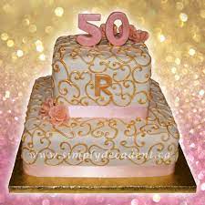 Golden anniversary cake 50th wedding anniversary cakes cupcakes decorados 50th cake square cakes celebration cakes cupcake cakes cake 50th golden wedding anniversary surprise party invitation | zazzle.com. 2 Tier Square Fondant 50th Anniversary Cake With Gold Scrolling And Pink Ribbon Cakecentral Com