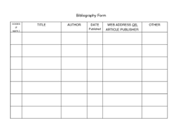Blank Bibliography Chart