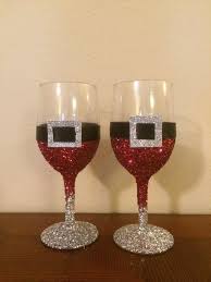 Glitter Santa Decoration Wine Glasses With Images Christmas Wine Glasses Wine Glass Candle Decorated Wine Glasses