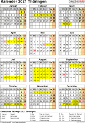 Ferien 2021 thüringen im kalender ferien 2021 thüringen in übersicht ferienkalender 2021 thüringen als pdf oder excel Kalender 2021 Thuringen Ferien Feiertage Pdf Vorlagen