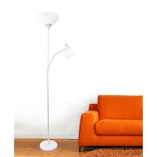 Simple Designs 71 In White Floor Lamp With Reading Light Lf2000 Wht The Home Depot