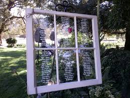 Seating Chart On Old Window Frame Escort Name Cards