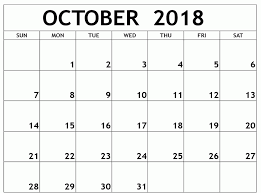 Printable October 2018 Calendar By Month Calendar Template October Calendar Printable Excel Calendar Template