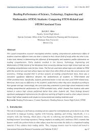 Pdf Reading Performance Of Science Technology Engineering And Mathematics Stem Students Comparing Stem Related And Stem Unrelated Texts