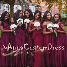 Off Shoulder Cranberry Lace Satin Long Bridesmaid Dress 2018 Off Shoulder Bridesmaid Dress Dark Green Bridesmaid Dress Bridesmaid Dresses Marsala