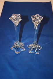 Vintage mikasa frosted crystal votive candle holder, gives luminosity to any christmas party. Vintage Pair Mikasa Petals Pattern 9 Lead Crystal Candlestick Set Of 2 Made In Germany By Kattscuriocabinet O Crystal Candlesticks Candlesticks Lead Crystal