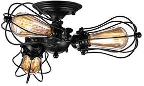 Vintage Wire Cage Semi Flush Mount Ceiling 3 Light Licperron Industrial Black Metal Caged Ceiling Lig In 2020 Cage Ceiling Light Ceiling Lights Ceiling Light Fixtures