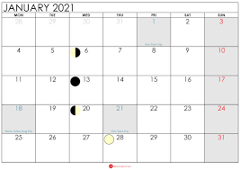 Observe the phases of the moon with our handy lunar calendar. Download Blank Free January 2021 Calendar Printable Cute
