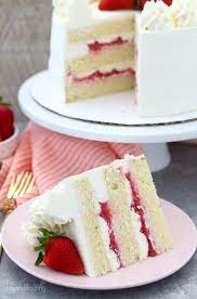 This Amazing Vanilla Cake With A Fresh Strawberry Filling Is To Die For Recipe Strawberry Cream Cakes Cake Filling Recipes Homemade Cakes