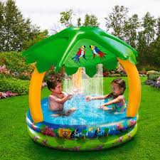 Refreshing Backyard Fun Built In Sprinkler Shady Tree Canopy Http Www Mytoys Com Bazoom Jungle Cruise Canopy Pool Wate Outdoor Toys Backyard Fun Water Fun