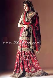 Bw8823 Red Banarsi Jamawar Gharara Red Ritzy Gharara Blouse And Dupatta Pakistani Indian Designer Bridal Outfits Asian Wedding Dress Pakistani Bridal Dresses