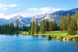 I have been in jasper in march with tons of snow and the lake still frozen and another where the grass was actually green on the golf. Jasper Park Lodge Golf Course Canadian Rockies Golf L Golf In Banff Jasper Canmore And Kananaskis