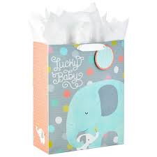 Lucky Baby Elephant Extra Large Gift Bag With Tissue 15 5 Large Gift Bags Round Gift Tags Big Gifts