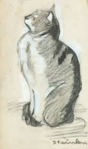 Theophile Alexandre Steinlen 1859 1923 Drawing Of A Sitting Cat Cats Illustration Cat Painting Cat Portraits