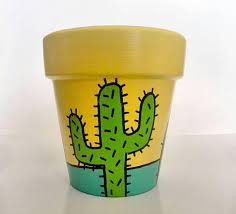 Produces yellow or white flowers. Hand Painted Cactus Flowerpot Painted Flower Pot Painted Pots Diy Painted Flower Pots Decorated Flower Pots