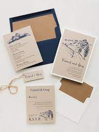Navy Blue Watercolor Rustic Wedding Invitations By Beacon Lane Rustic Colo Colorado Wedding Invitation Mountain Wedding Invitations Chic Wedding Invitations