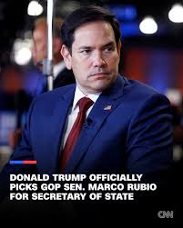 President-elect Donald Trump has officially named Sen. Marco Rubio as his  pick to be secretary of state. The formal announcement comes after CNN  reported on Monday night that the president-elect was likely
