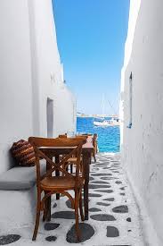 I Love The View From This Outdoor Table At A Seaside Cafe In Mykonos Mykonos Greece Seaside Cafe Mykonos