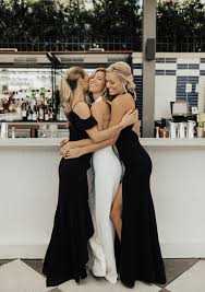 Black White Elegant All Over Photographer Christyljohnston Bride Avajohanna Bhldn Wedding Dress Short Black Bridesmaid Dresses White Wedding Gowns