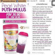 Saya hamil dan boleh pihak jamu jelita berikan sedikit penerangan dan kesan terhadap kandungan. Pantang Larang Jamu Jelita Pearl White Fiber Jamu Jelita Pearl White Pinky Plus