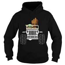 Download Baby Yoda And Baby Groot Driving Jeep Shirt Hoodie Sweater And Long Sleeve