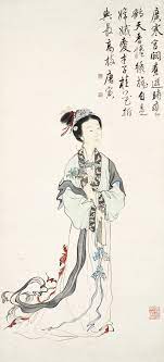 chen shaomei 1907 1954 lady after tang yin inscribed and with three seals of the artist ink and colour on chinese art painting chinese art chinese painting