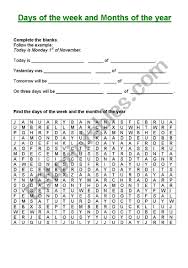 You may enter as many or as few (at least one) time fields as you wish. Days Of The Week And Months Of The Year Esl Worksheet By Maiaghersi