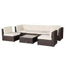 Amazon Com U Max 7 Piece Patio Pe Rattan Wicker Sofa Set Outdoor Sectional Furniture Chair Set Outdoor Sectional Furniture Sectional Furniture Patio Sofa Set