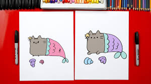 Holographic foil background cute multi. How To Draw Pusheen Mermaid Art For Kids Hub