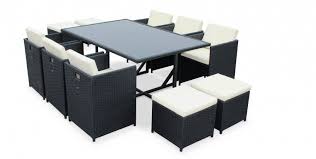 Salon De Jardin Vasto Noir Table En Resine Tressee 6 A 10 Places Fauteuils Encastrables Salon De Jardin Pliable Salon De Jardin Mobilier Jardin