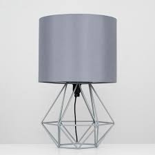 Angus Geometric Grey Table Lamp With Grey Shade Grey Table Lamps Table Lamp Lamp