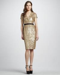 Burberry Gold Sequined Vneck Dress Designer Cocktail Dress Dresses Latest Fashion Dresses