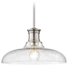Industrial Farmhouse Pendant Light Seeded Glass 14 Chrome Traditional Pendant Lighting By Destination Lighting