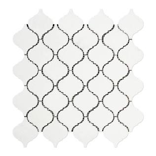 Thassos White Arabesque Mosaic Sheet, AI generated