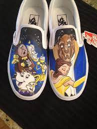 Custom Painted Beauty And The Beast Vans Disney Painted Shoes Disney Shoes Cute Shoes