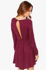 Wine Red Long Sleeve Keyhole Pleated Dress Sheinside Com Vestidos Plisados Moda Y Complementos Vestidos De Moda