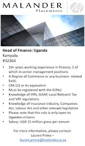 Hiring Head Of Finance Uganda Senior Management Job Job Seeker