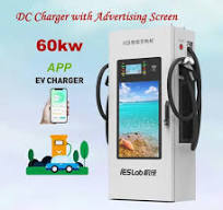 60kw Dual Ports Fast DC EV Electric Car Charger with Advertising Screen