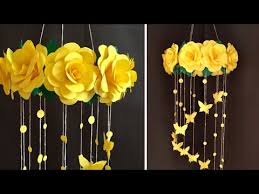8 Paper Rose Flower Wall Hanging Home Decor Ideas Youtube In 2020 Hanging Flower Wall Paper Roses Paper Flower Wall Decor