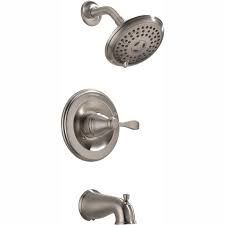 Delta Porter Single Handle 3 Spray Tub And Shower Faucet In Brushed Nickel Valve Included 144984c Bn A Tub Shower Faucets Shower Faucet Bathroom Shower Faucets