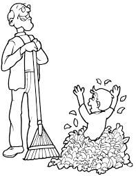 As is well known creative activities play an important. Autumn Leaves Coloring Page Grandpa Grandson With Leaves Coloring Home