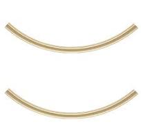 14K Gold FIlled Long Curved Noodle Tube Beads 40mm x 2mm (2 pcs)