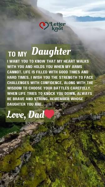 A father's promise: no matter where life takes her, my heart walks with her. Always brave, always strong, always my daughter. ❤️, #lettterknot #fatherslove | Letter Knot | Facebook