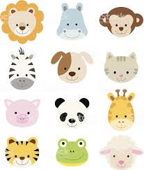 Vector Illustration Of Animal Faces Including Lion Hippo Monkey Cute Animal Illustration Animal Faces Cartoon Animals